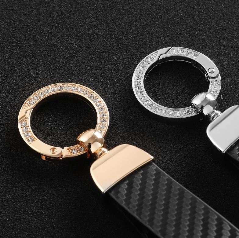 Car keychain/key ring, black and gold horseshoe buckle accessory for Audi A1