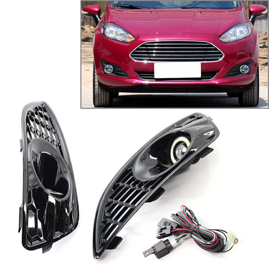 Front Side LED Fog Lamp Light Left Right Set Black Fit for Ford Fiesta 2012-2016