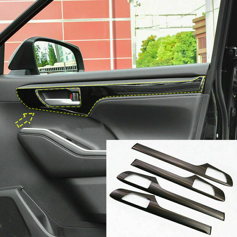 Wood Grain Inner Door Molding Trim Strip Cover for Toyota Highlander 2020-2023