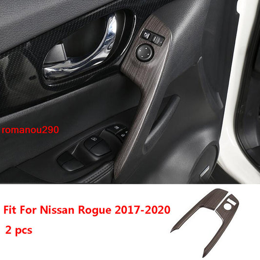 for Nissan Rogue 2017-2020 ABS Wood Grain Front Door Armrest Cover Trim Strip