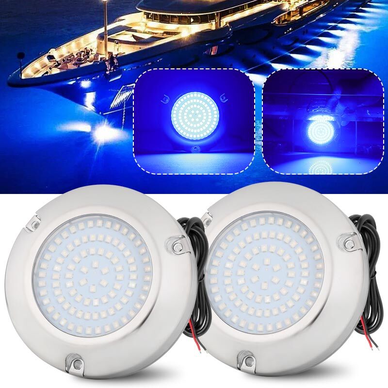 Stainless Steel 90 LED Blue Underwater Pontoon Marine/Boat Transom Light IP68