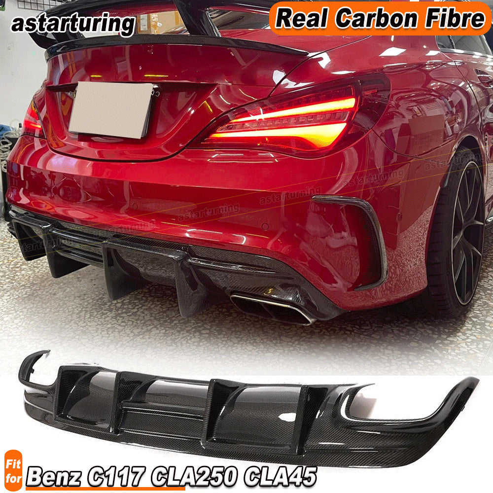 Fit for Benz C117 CLA250 CLA45 2013-19 REAL Carbon Rear Bumper Diffuser Lip