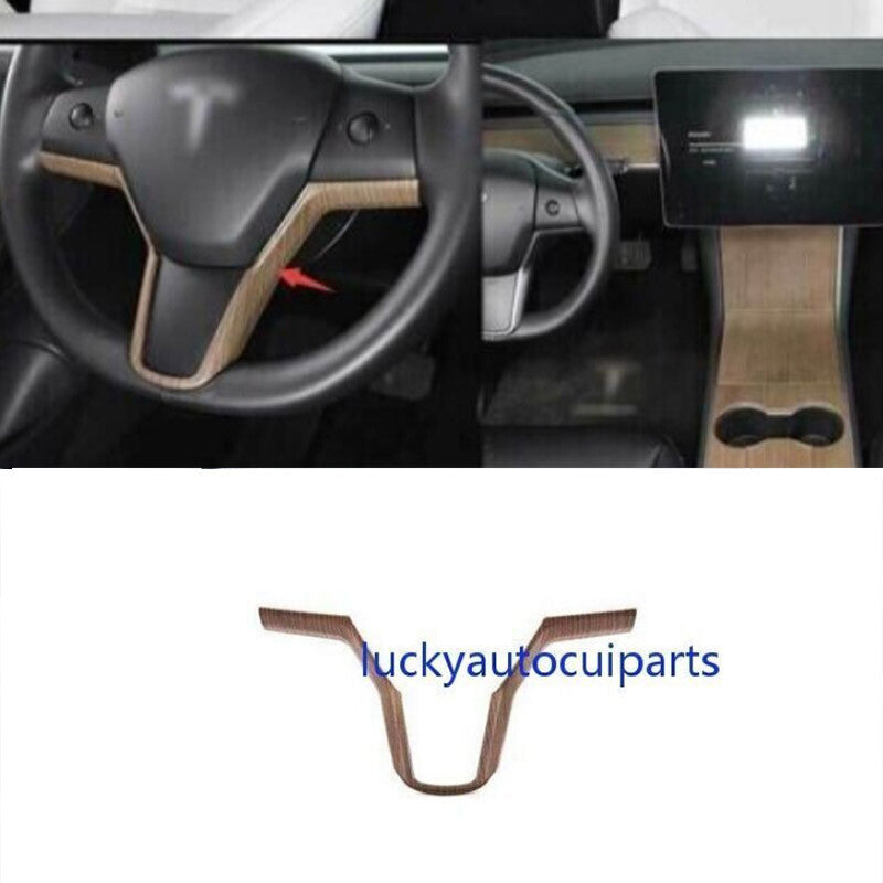 Fit For Auto for Tesla Model 3 Y 2017-22 Wood Grain Steering Wheel Strip Cover Trim