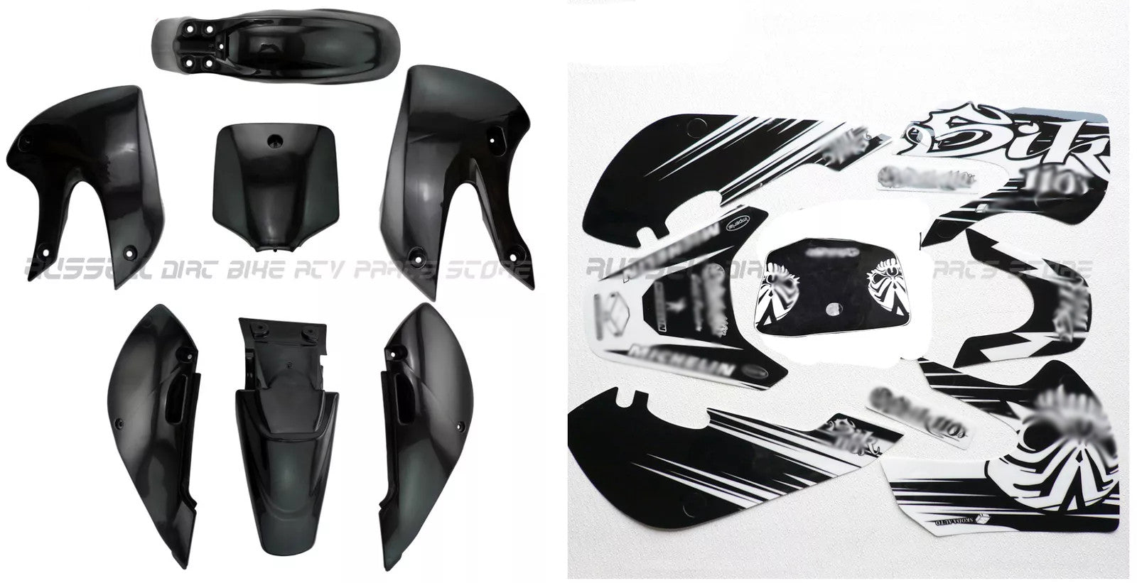 Motorcyle KLX110 Sticker Decals  Black fender for Kawasaki KLX110 Dirt Pit Bike