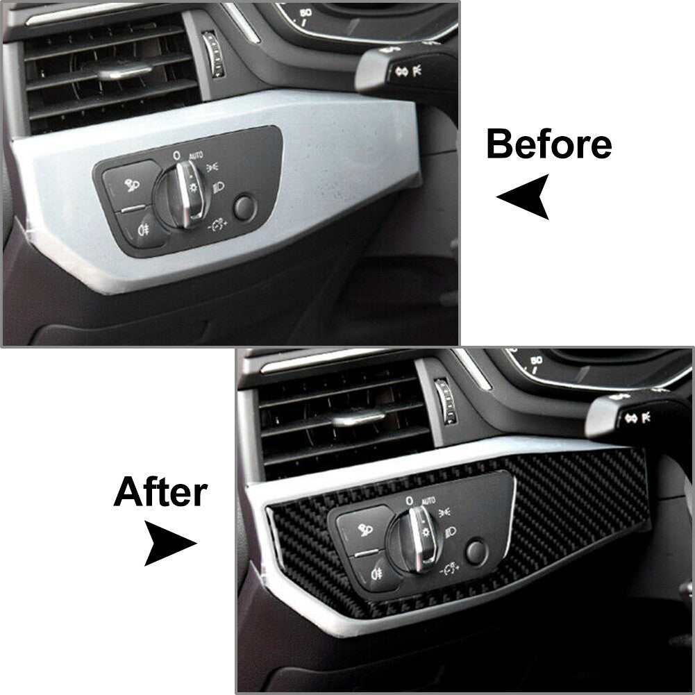 Carbon Fiber Interior Upper Air Vent Outlet Cover Trim Fit for Audi A4 B9 17-20 RHD