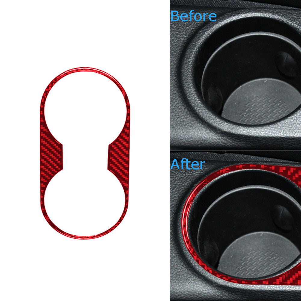 Red Carbon Fiber Watercup Panel Holder Cover Trim for Jeep for Wrangler JK 2011-2017