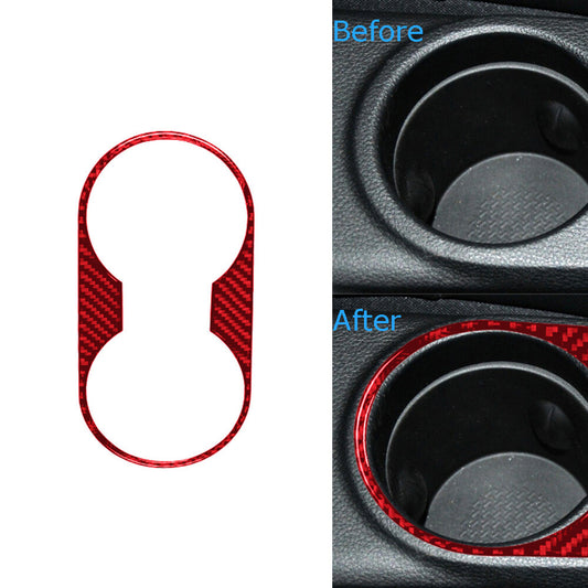 Red Carbon Fiber Watercup Panel Holder Cover Trim for Jeep for Wrangler JK 2011-2017