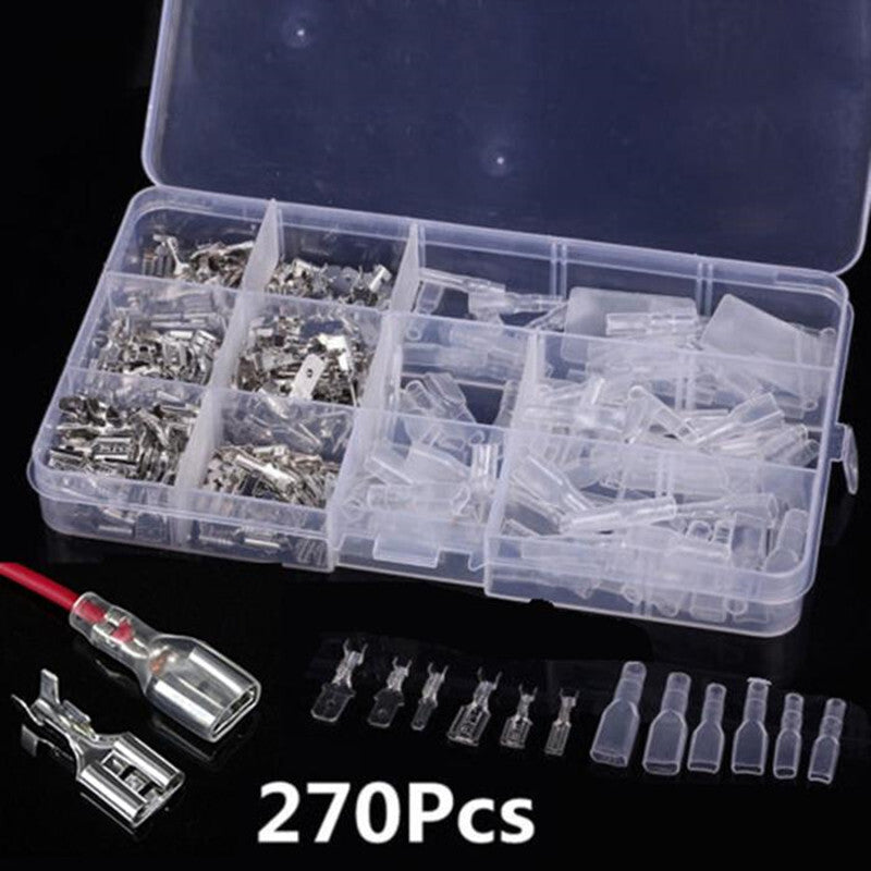 270Pcs Car Wire Spade Connector Male Female Quick Splice Crimp Terminal Insulate