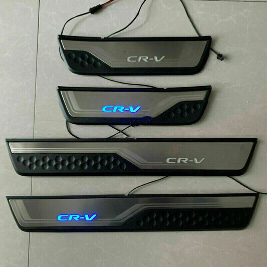 4pcs Blue LED Light Door Sill Scuff Plate Guard Cover for Honda CR-V 2017-2022