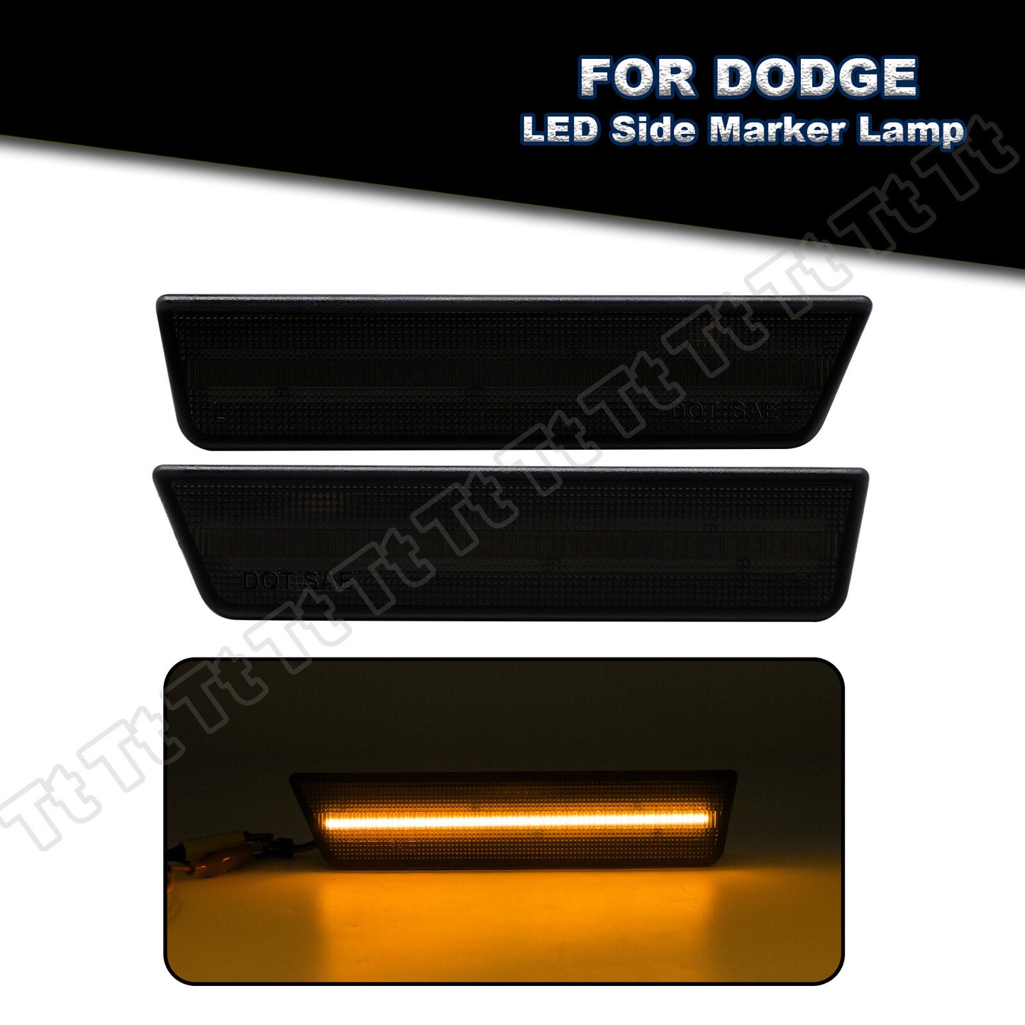 2-piece smoked lens front bumper LED side marker lights for 2008-2014 for Dodge for Challenger