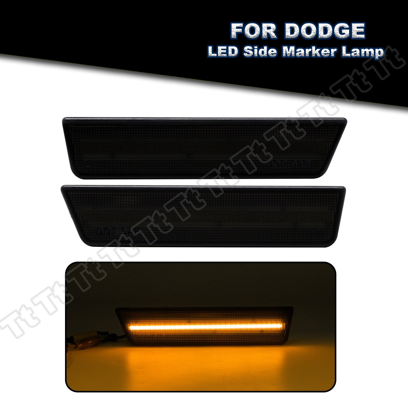 2-piece smoked lens front bumper LED side marker lights for 2008-2014 for Dodge for Challenger
