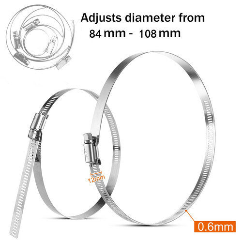 Adjustable 4-inch hose clamp, stainless steel tube clamp, worm gear clamp, drive clamp