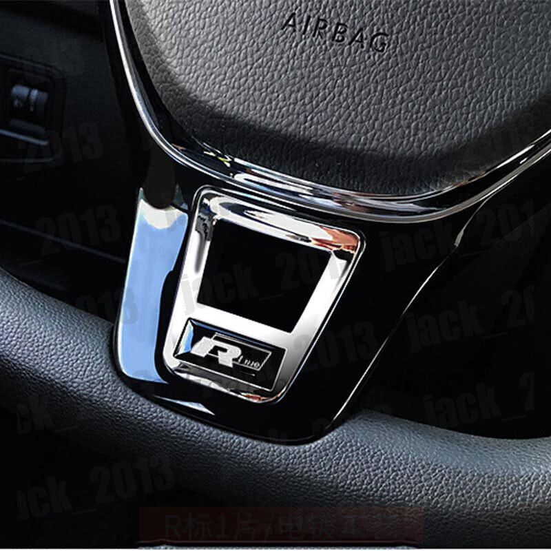 Chrome R Steering Wheel Sequin Cover Trim for Volkswagen for VW POLO 2014-2023