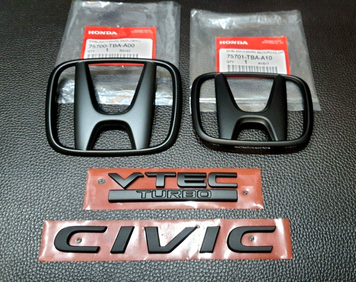 FIT FC FK MATT BLACK H for CIVIC TURBO LOGO EMBLEM BADGE for CIVIC FC FK 2015-2021