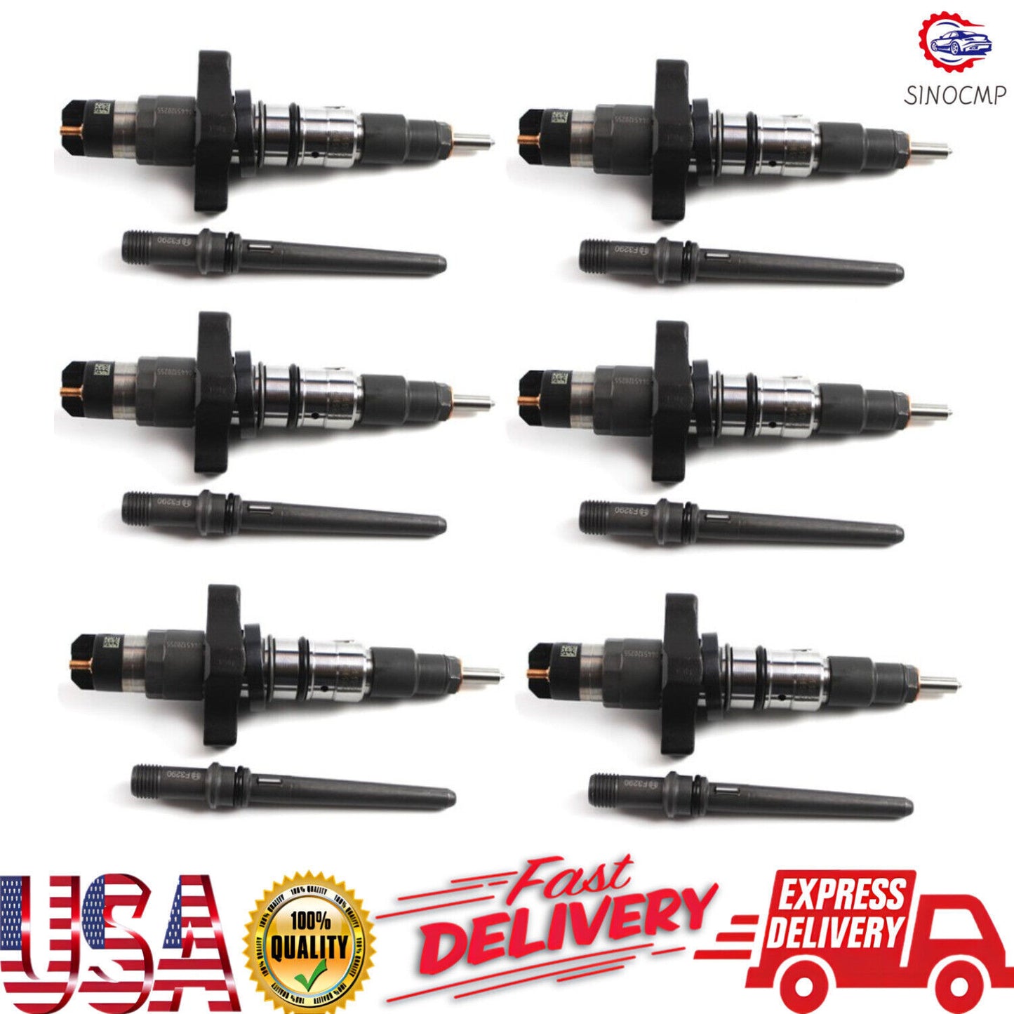 6X Engine Fuel Injector 0445120255 For 2003-04 5.9L for Dodge for Ram 2500 3500