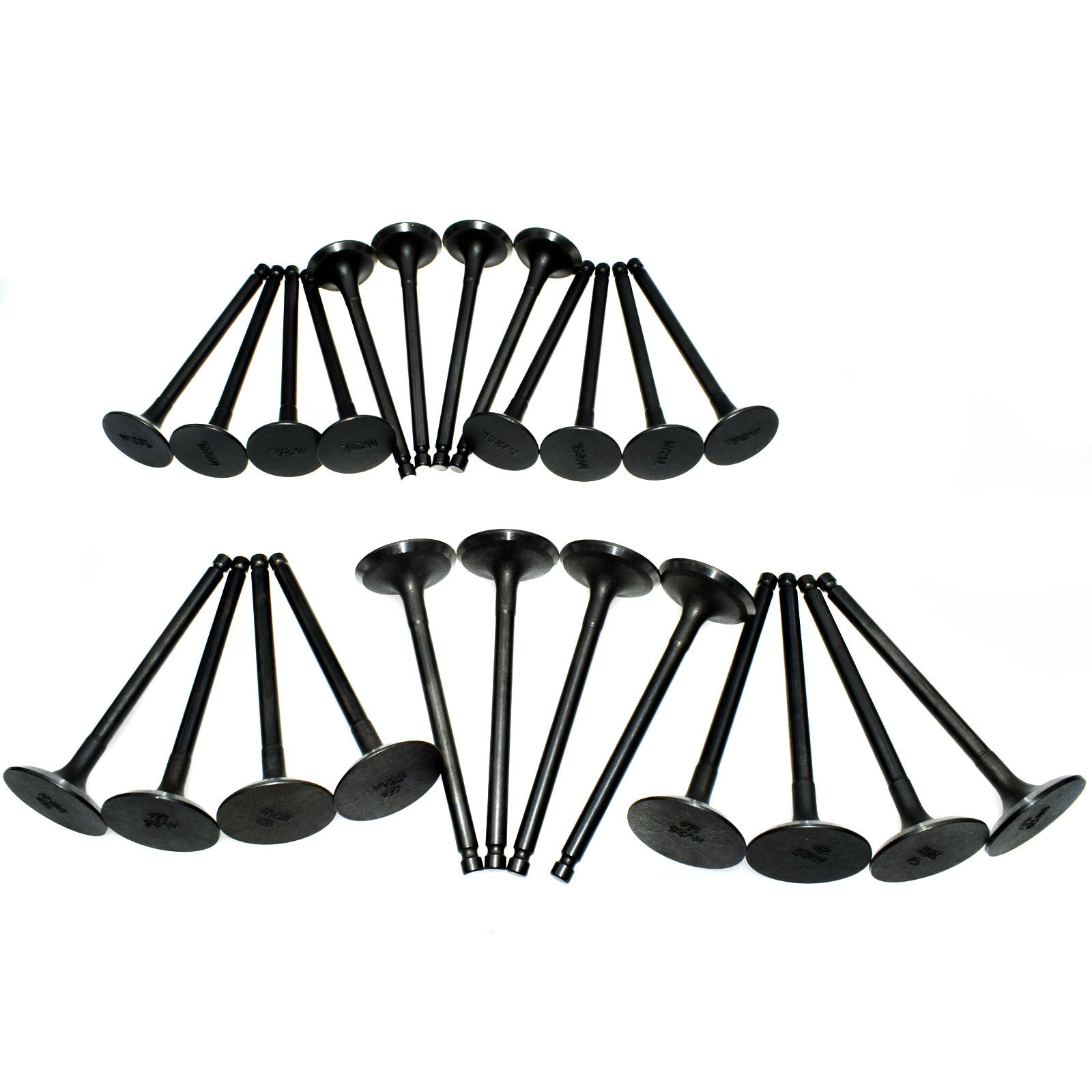 Intake and exhaust valves suitable for Hyundai and for Kia 2.5L and 2.7L engines (models 2221137201 and 2221237200, 24-piece set).