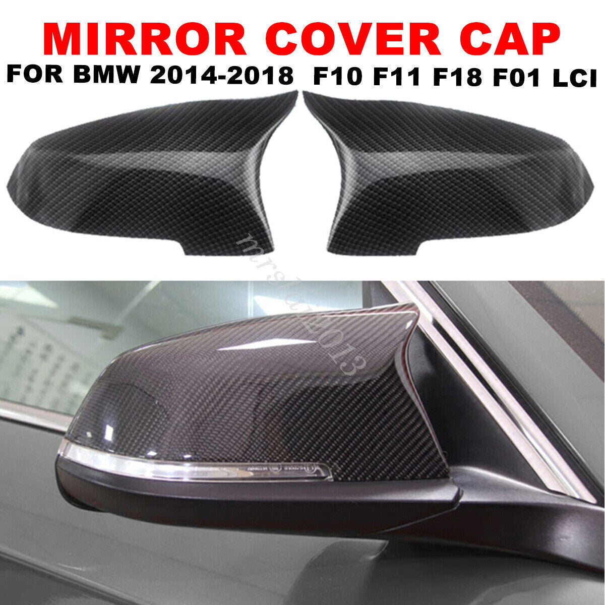 Carbon Fiber Side Mirror Cover Cap For 2014 -2018 for BMW 5 Series F10 F11 F18 LCI
