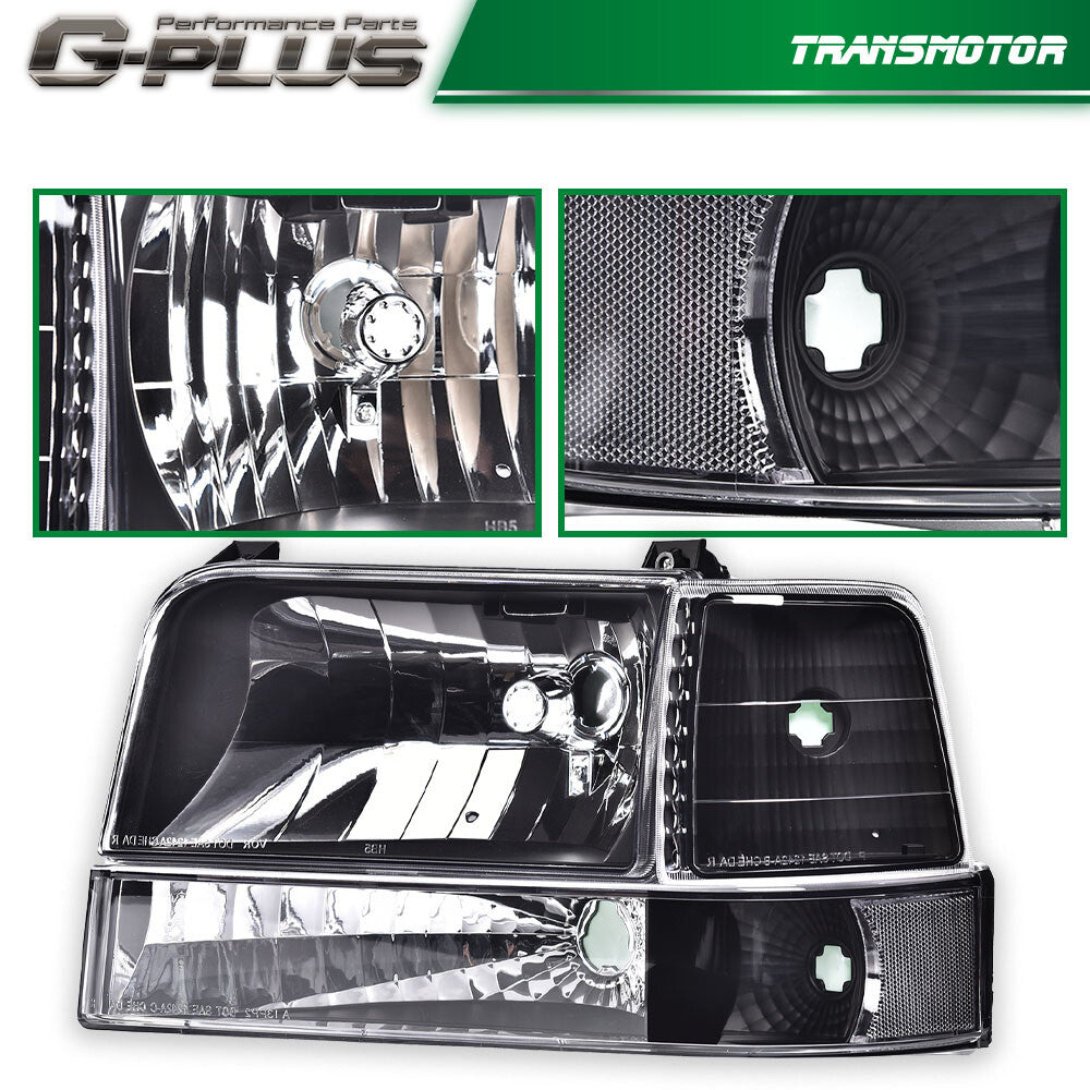 Headlights with corner signal bumper lights applicable to 1992-1996 for Ford F150, F250, and F350 models.