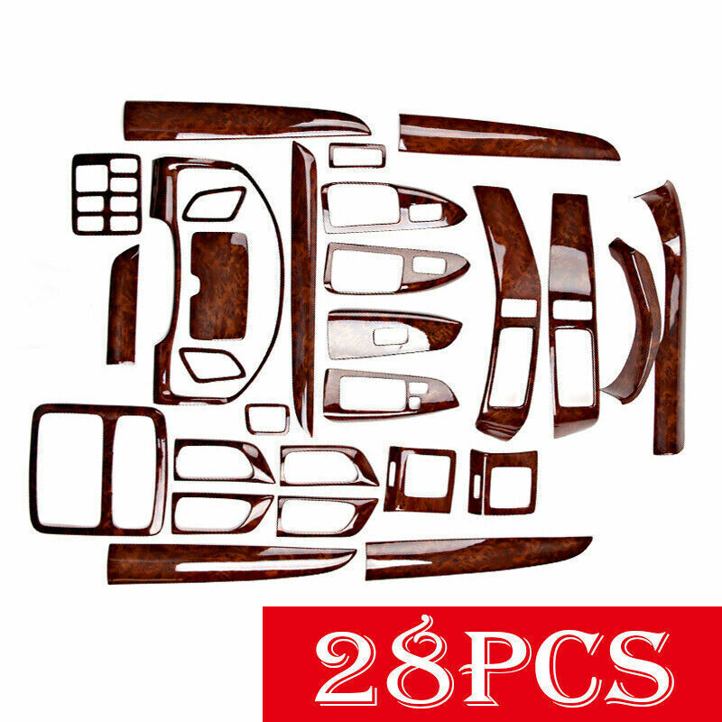 28x for Toyota Prado FJ120 2003-09 Wood Grain ABS Inner Trim Kit Cover Decor Set