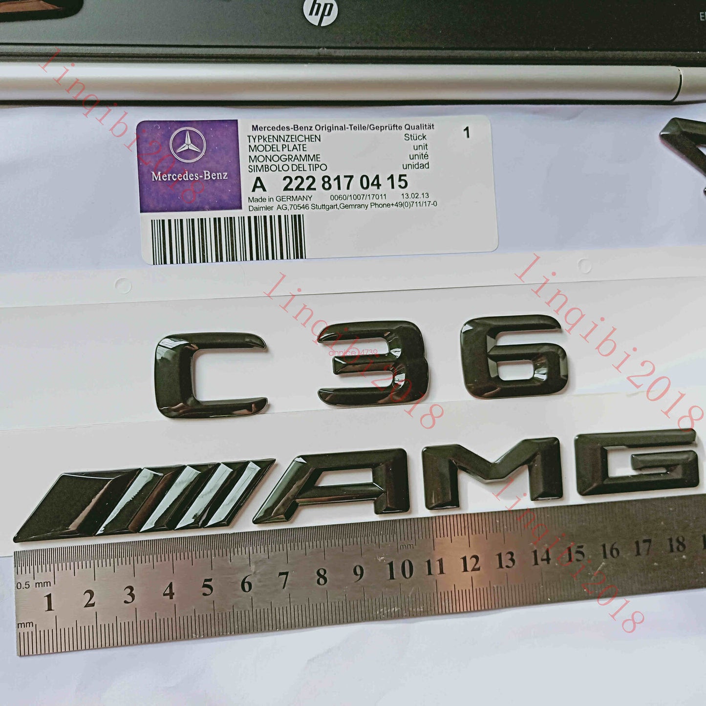 Glossy Black 3D Numerical Letter Trunk Badge for C36 AMG