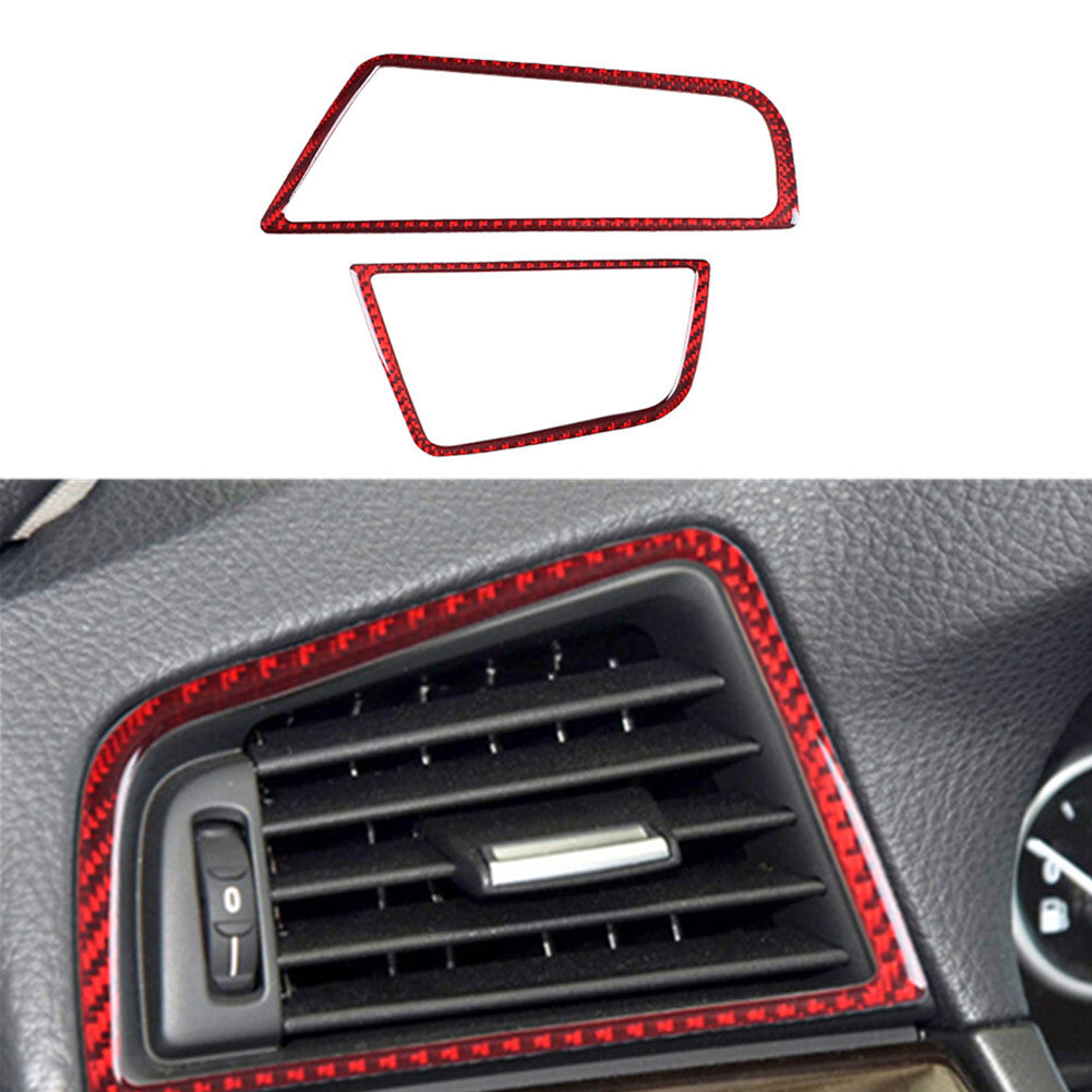 2x red carbon fiber side air outlet trim for BMW 5 Series F10 2011-2017