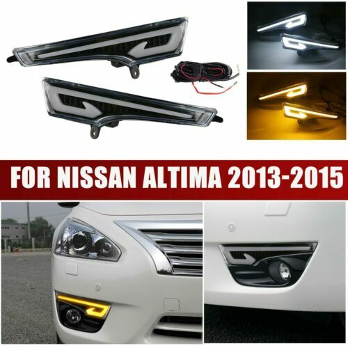 for Nissan Altima 13-15 Duble Colors LED DRL Daytime Running Lamp Fog Light AT