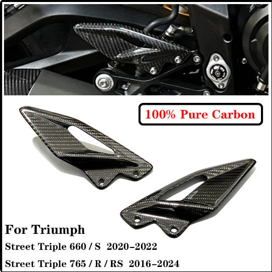 For Street Triple 765RS 2017-2024 Carbon Fiber Footpeg Rear FootHeel Guard Plate