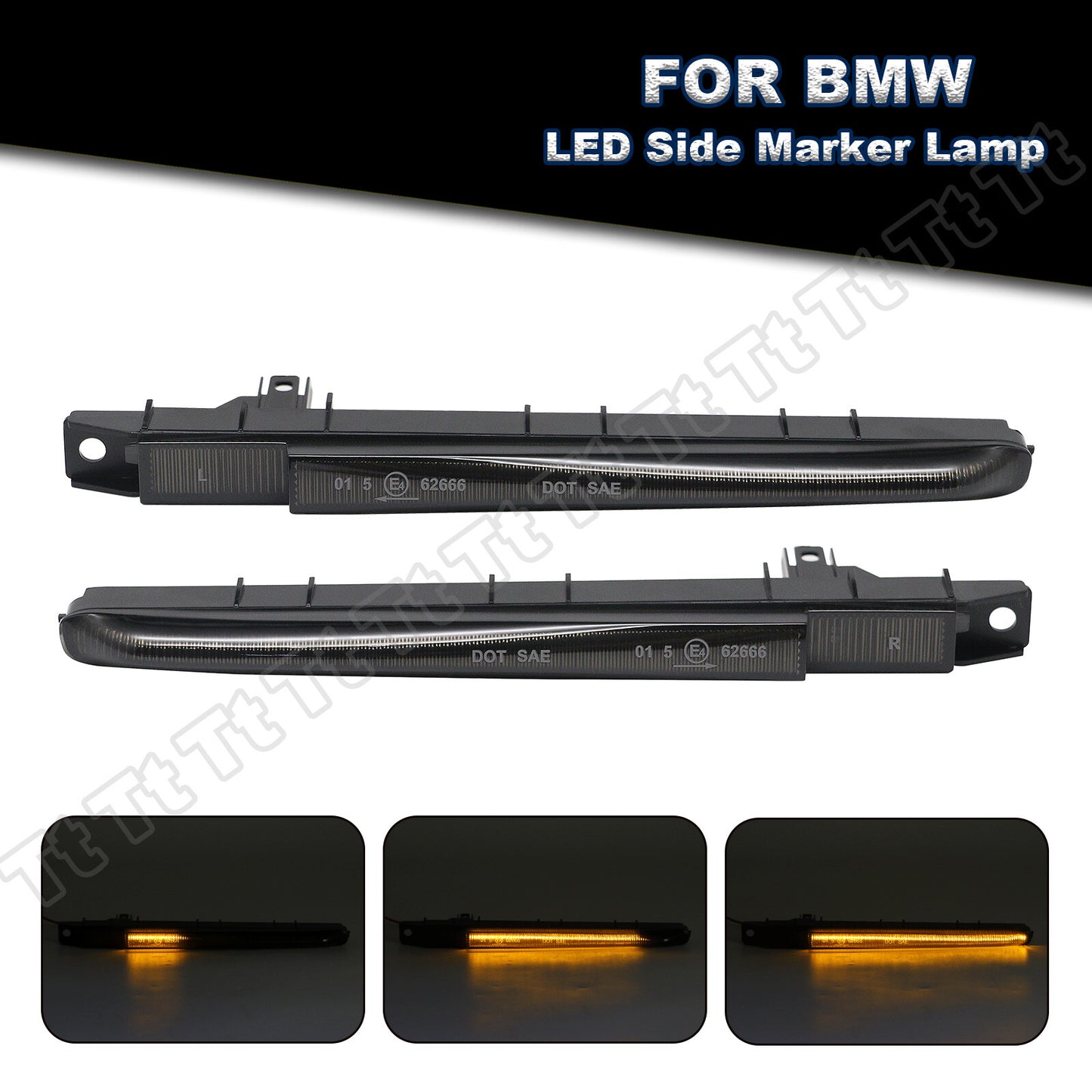 Suitable for 07-13 for BMW E90 E92 E93 M3 sequential LED fender side marker lights with smoked lens