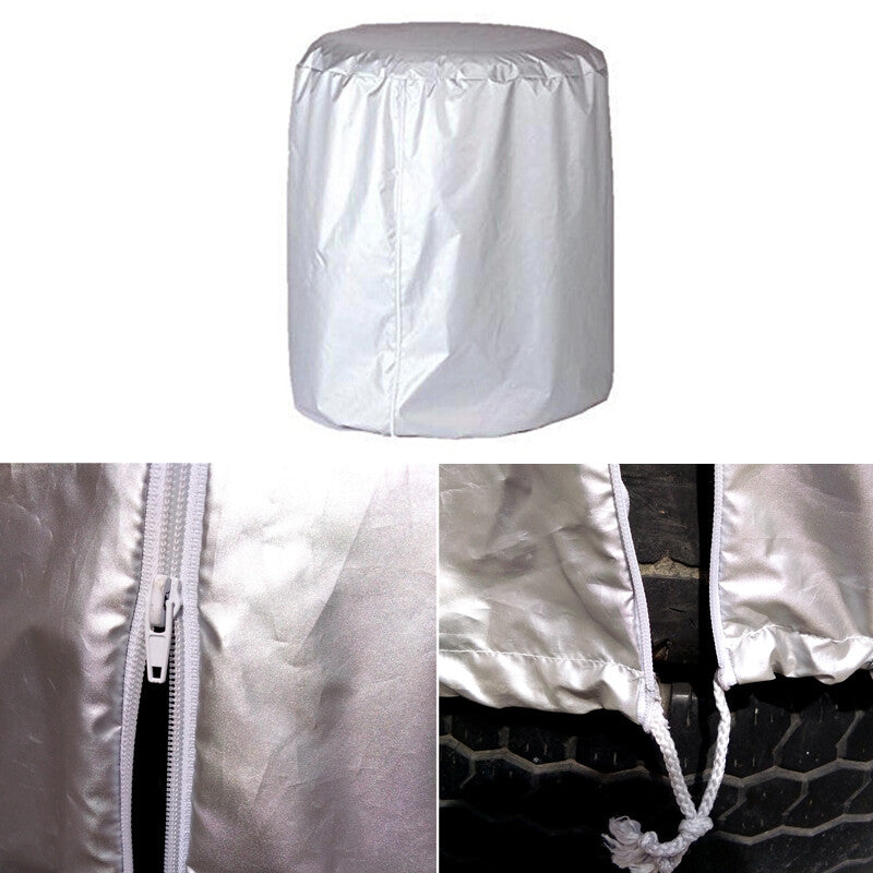 Car wheel and tire rain/dust protection seasonal protective cover, spare tire storage, silver