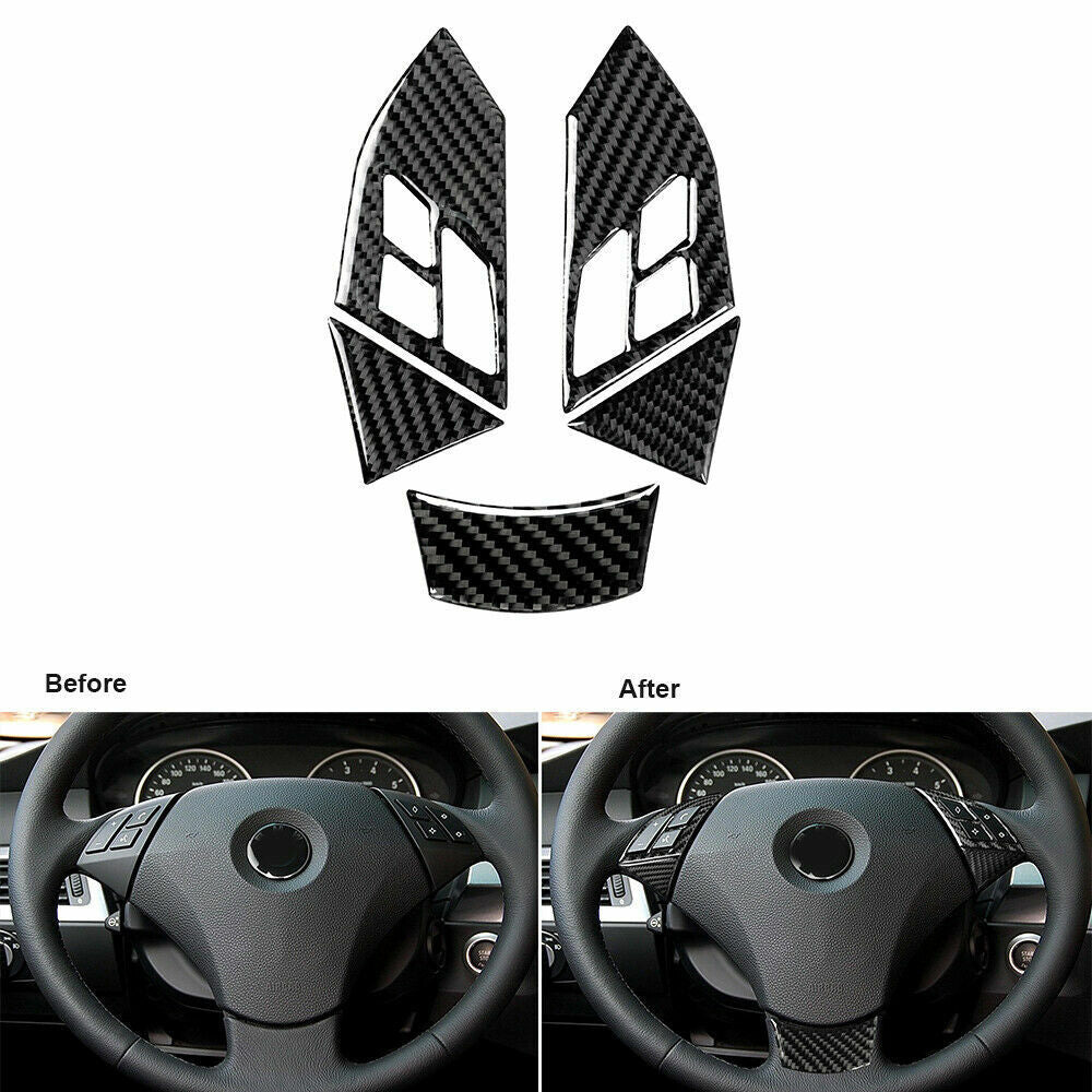 Carbon fiber steering wheel button cover suitable for BMW 5 Series E60 (2004-10-)