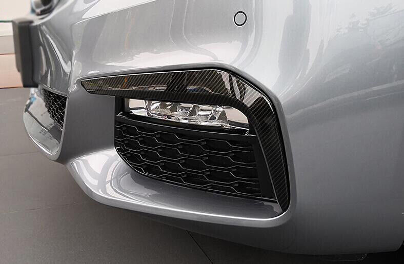2PCS Lamp Strip Trim Front Fog Light ABS Carbon Fiber for BMW 5 Series 2018-2022