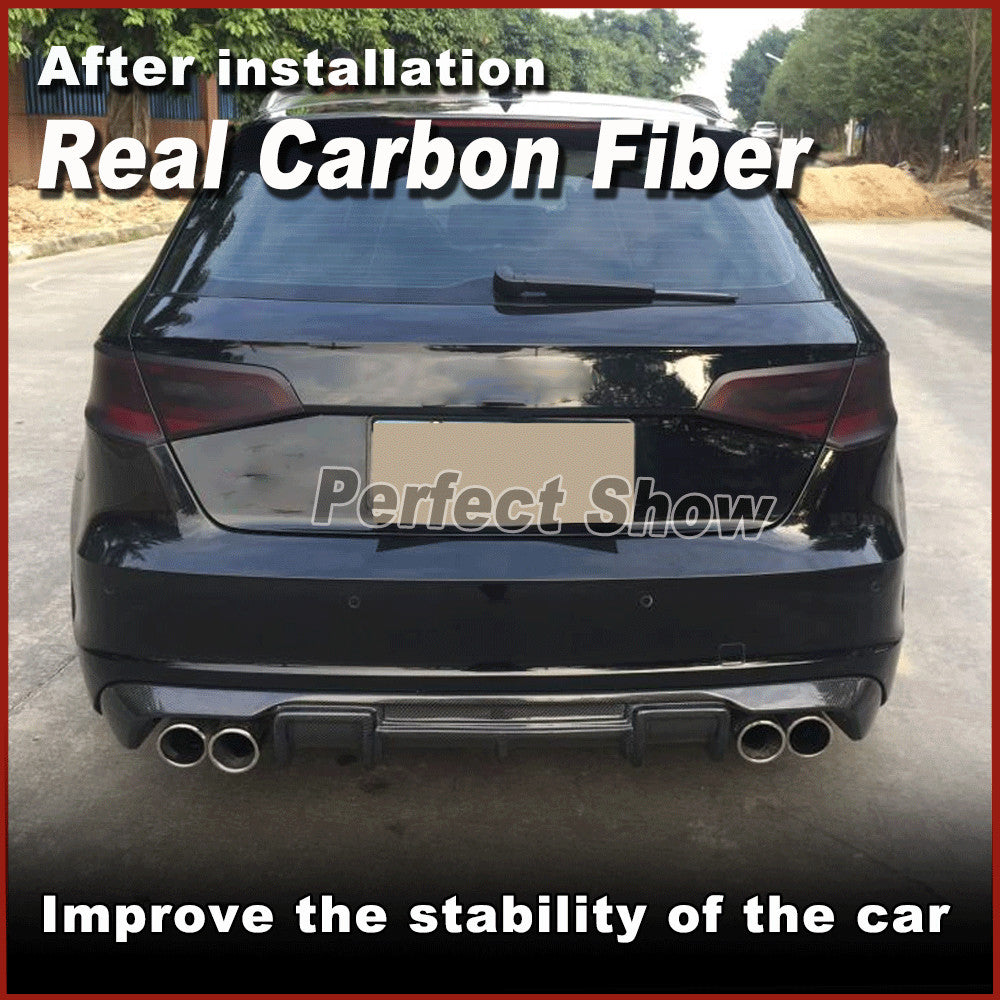 for Audi A3 Sline S3 8V Hatchback 2013-2015 Real Carbon Rear Bumper Diffuser Lip
