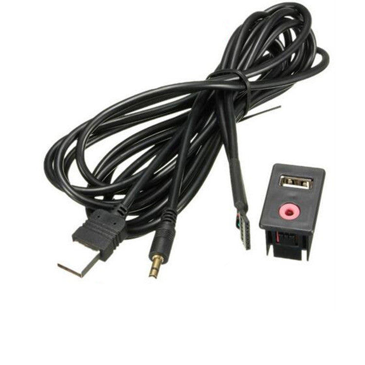 3.5mm AUX Male Mounting Adapter Panel Input Auto Boat Audio Dash Flush Mount USB