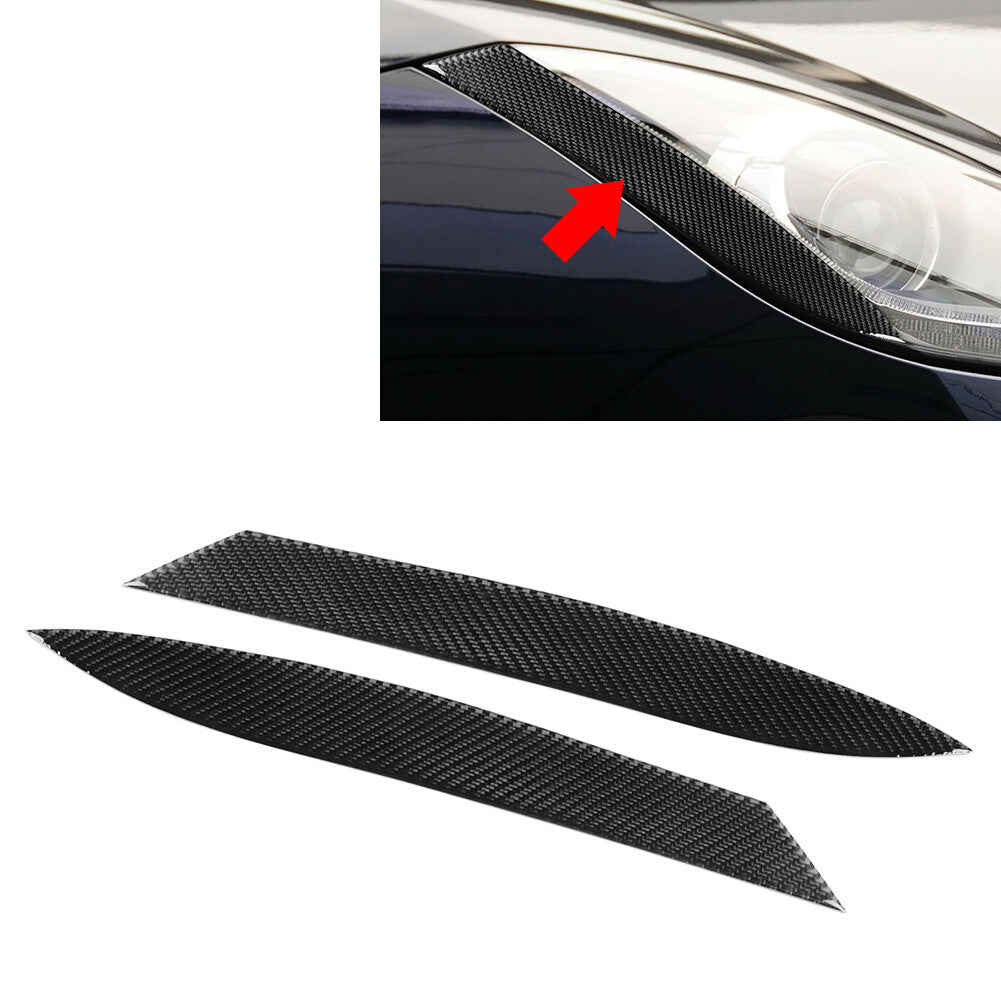 Carbon Fiber Headlight Eyelids Eyebrow Cover Trim for Jaguar for F-Type 2013-2024
