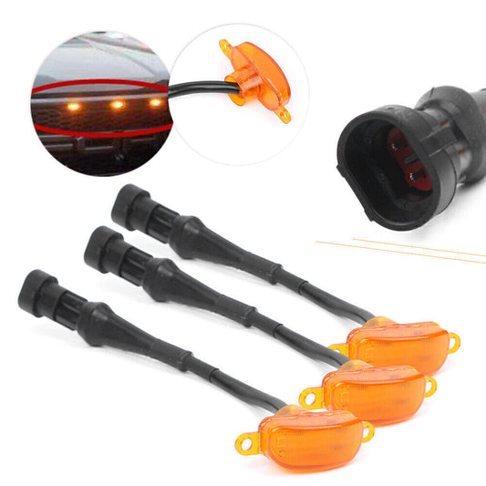 Front Upper Amber LED Light Fit for Ford F150 F-150 Grill Grilles 2004-2017 Car 3PCS