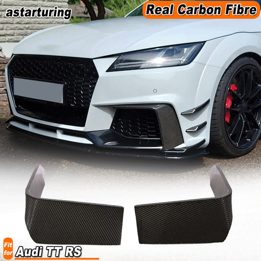 Fit for Audi TT RS TTRS 2016-18 Carbon Fiber Front Bumper Fins Canards Splitter