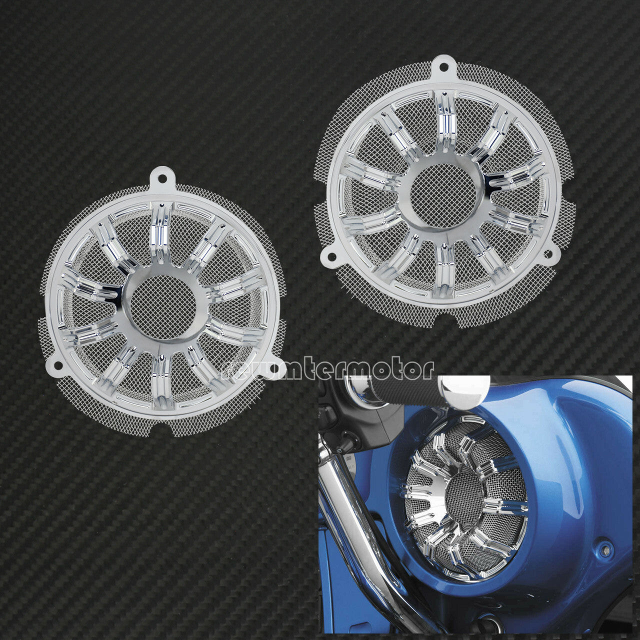 Chrome Front Speaker Grill Masks Cover Fit for Harley Touring Glide 2014-2023