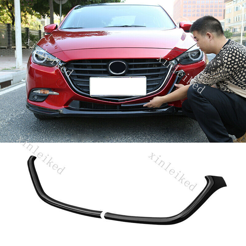 Bright Black Front Bumper Grille Frame Trim Covers for Mazda 3 Axela 2017-2018