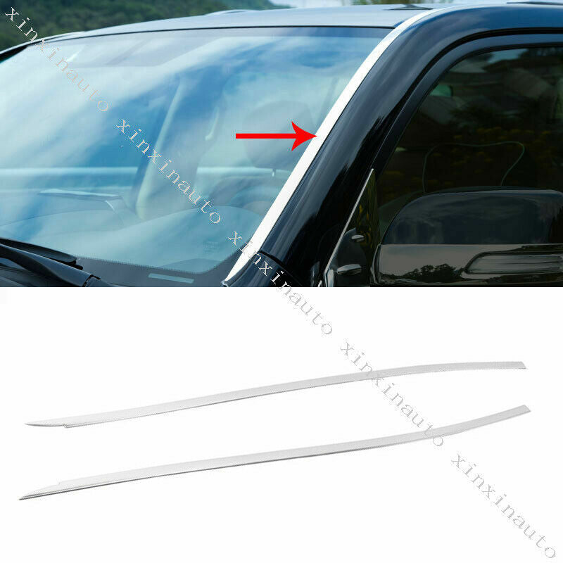 for Toyota for Land Cruiser 2008-21 Chrome Steel Front Windshield Window Strips Trim
