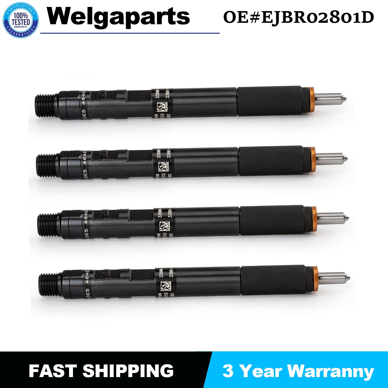 Set of 4 33800-4X500 Fuel Injector 33801-4X500 for Hyundai for KIA Diesel EJBR02801D