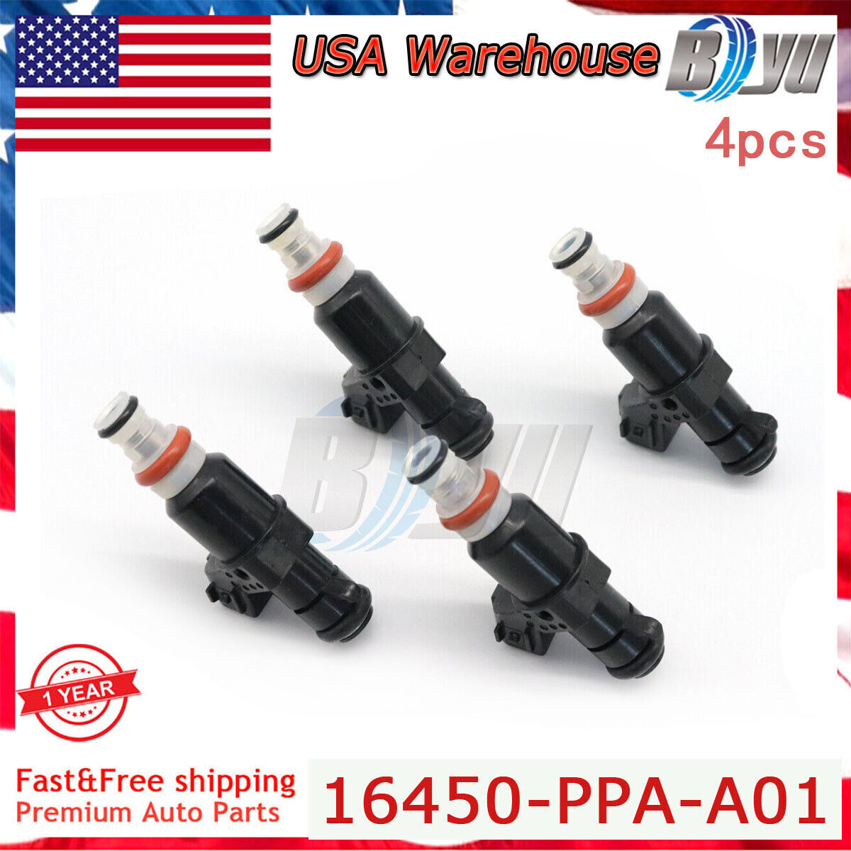 4PCS Fuel Injectors 16450-RAA-A01 for Honda Accord 2.4L 16450RAAA01 2003-2007US