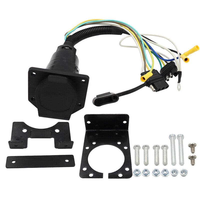US 4-pin to 7-way blade trailer wiring adapter connector cable plug with bracket