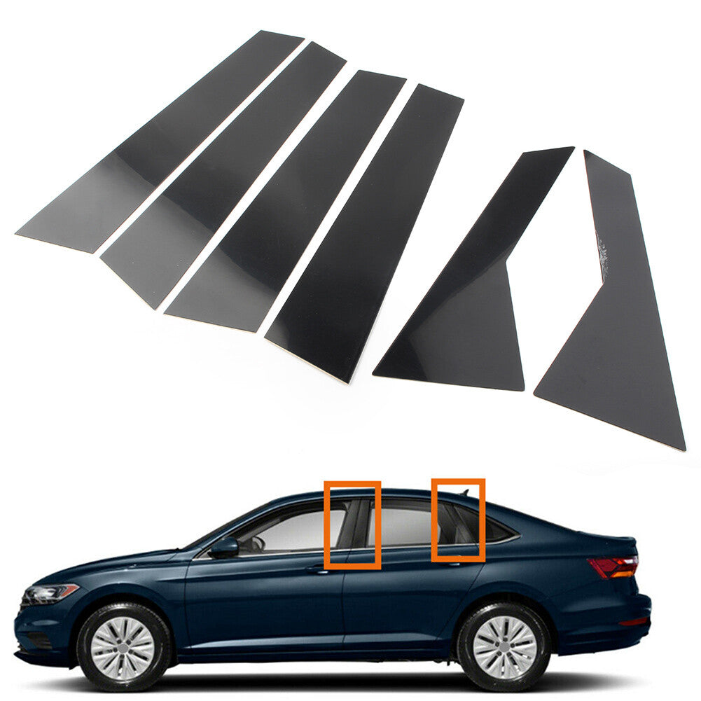 Fit for VW for Jetta 2019-2021 2020 Door Trim Pillar Posts 6pcs/ Set Piano Cover Black