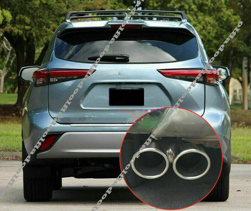 Silver Exhaust Muffler Tail Pipe Tip Tailpipe Trim for Toyota Highlander 2020-23