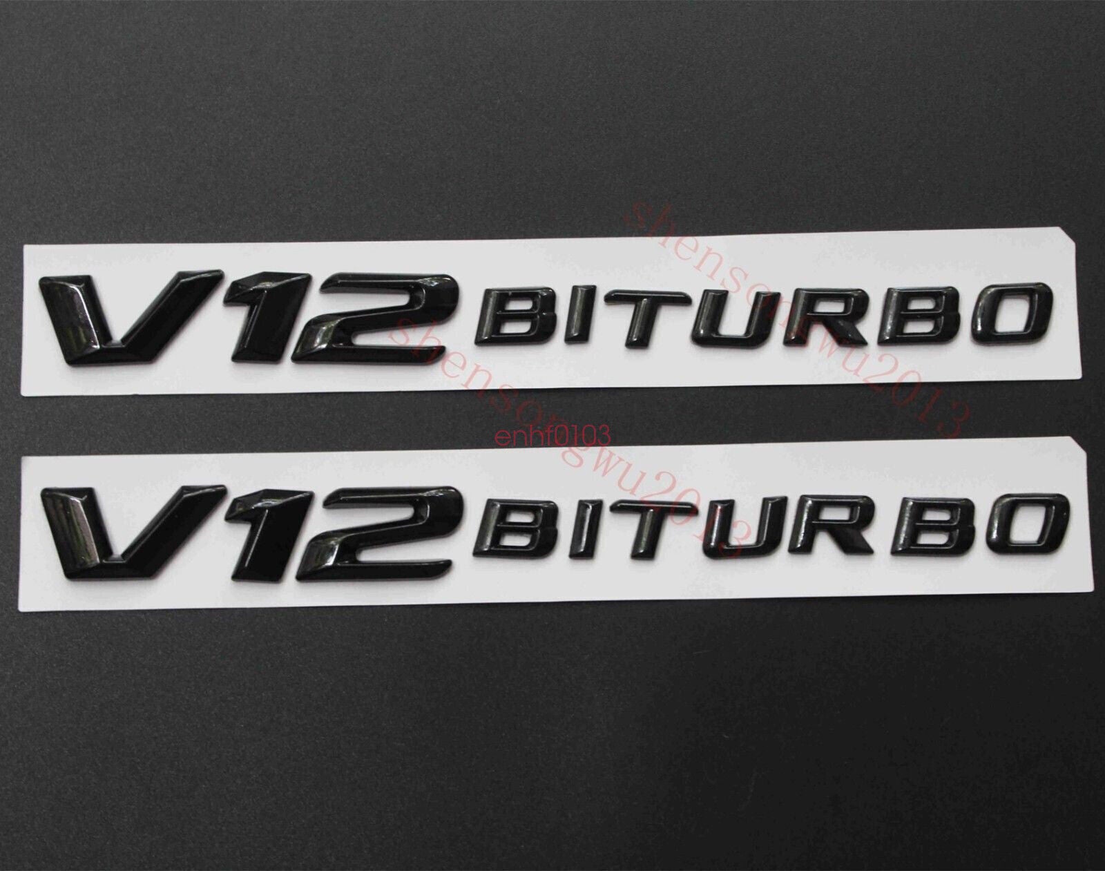 2x Black V12 BITURBO Number Letters Side Emblem Badge Sticker NEW