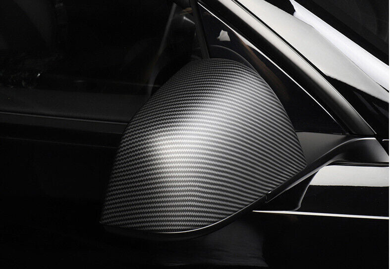 Matte Carbon Fiber Rear View Side Mirror Cover 2Pcs for Tesla for Model Y 2020-23