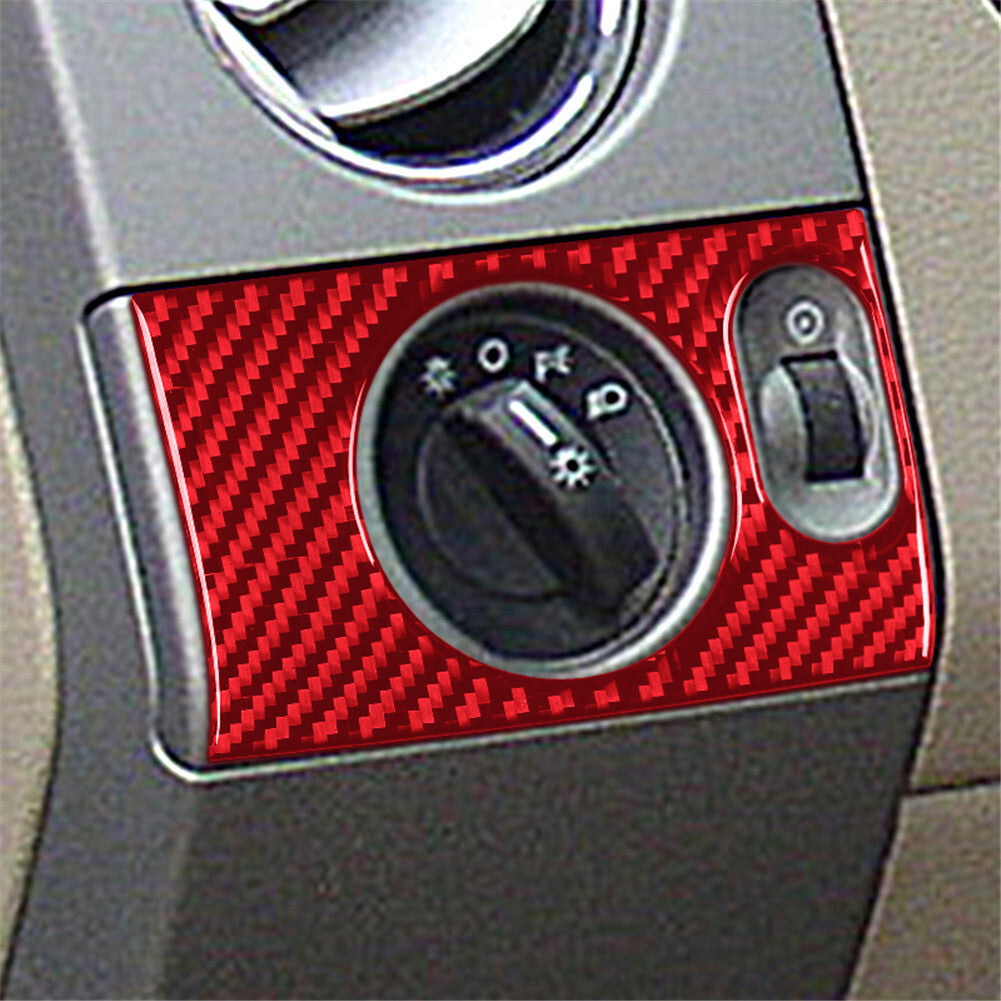 Carbon Fiber Interior Headlight Control Cover Trim for Ford F-150 FX4 04-08 Red