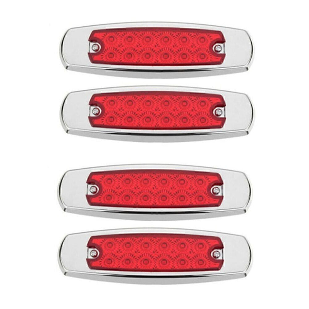 4x Red 12LED Sealed Side Marker Clearance Light Fish Shape For Truck Trailer RV