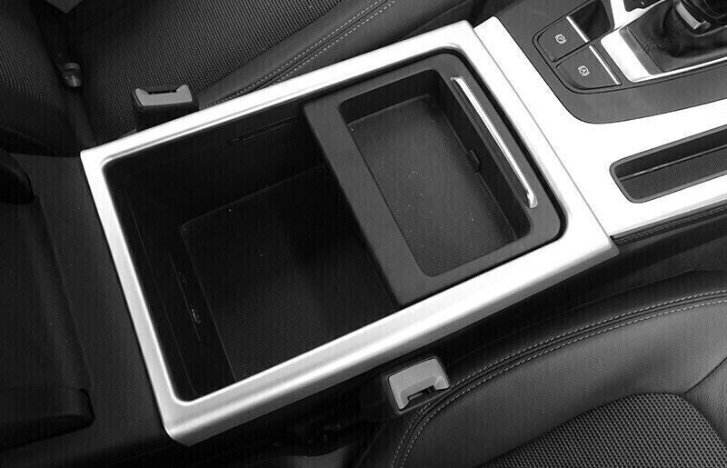 for Audi Q5 2018-2024 Matte Silver Inner Middle Console Water Cup Frame Trim 1P