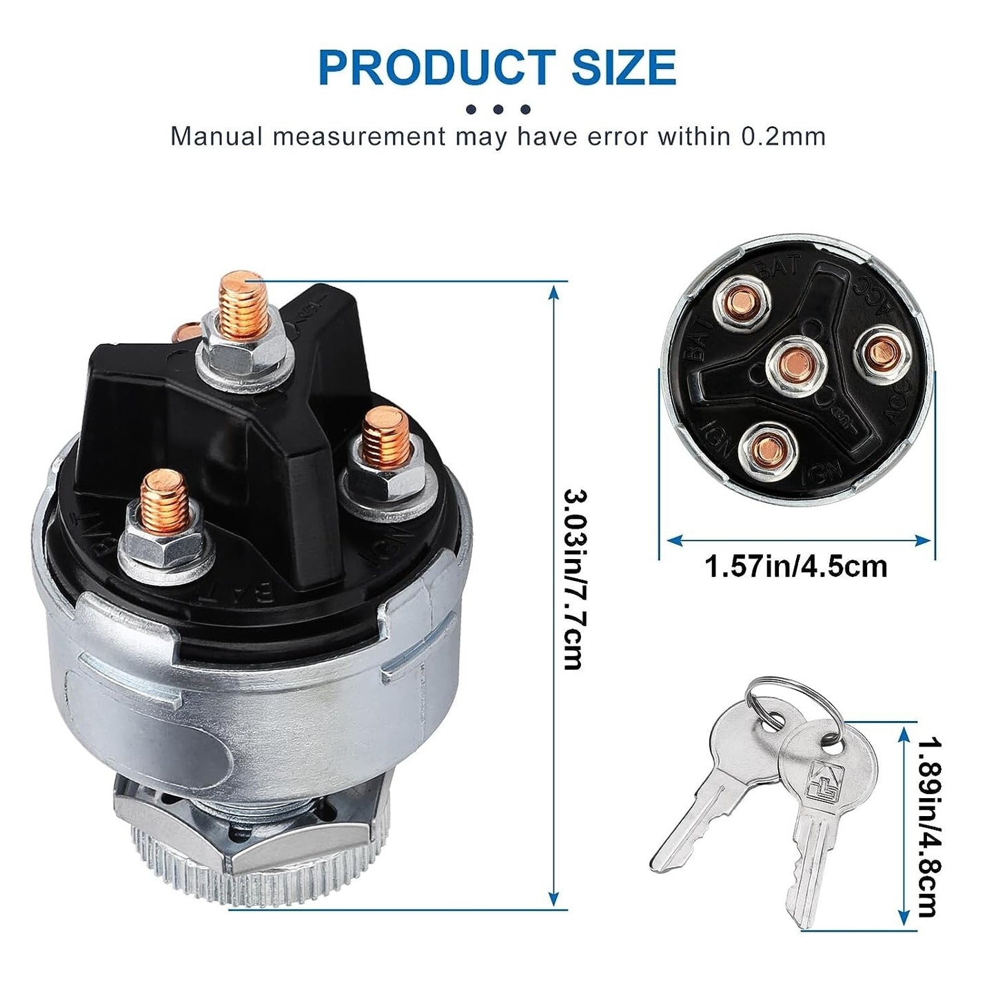 4-Position Universal Starter Key Ignition Switch 12v fit for Car, Forklift,Truck
